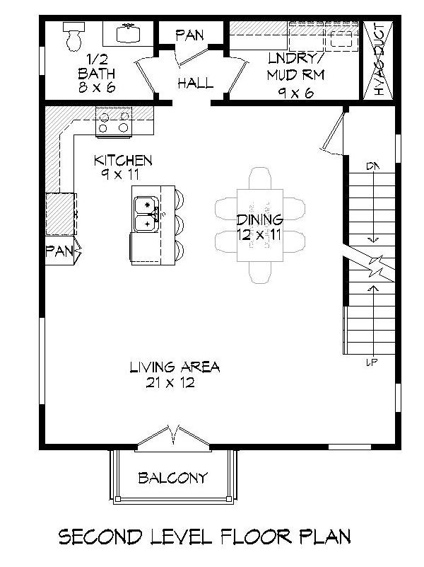 Floor Plan Upper Level of Modern Plan #196-1176