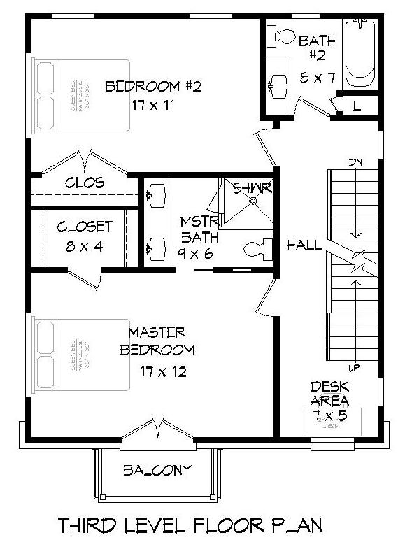 Floor Plan Third Story of Modern Plan #196-1176