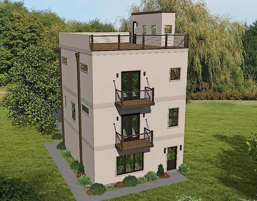 Front View of this 2-Bedroom, 1501 Sq Ft Plan - 196-1176