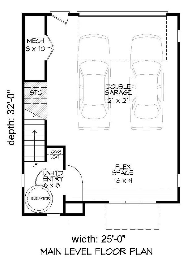 Floor Plan Main Level of Modern Plan #196-1177