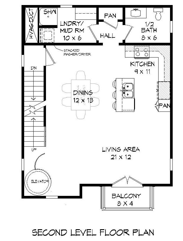 Floor Plan Upper Level of Modern Plan #196-1177