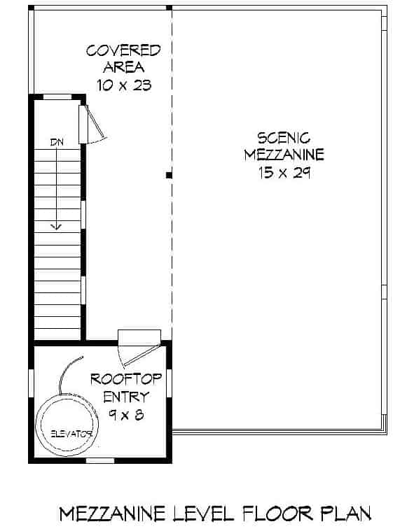 Floor Plan Fourth Story of Modern Plan #196-1177