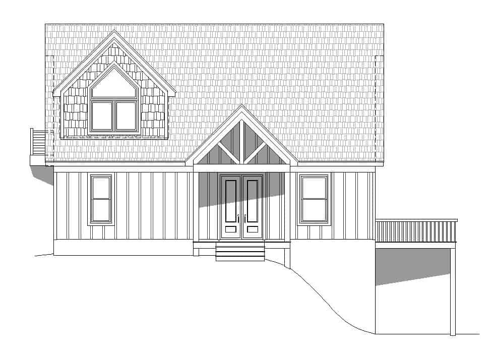 Home Plan Front Elevation of this 3-Bedroom,1736 Sq Ft Plan -196-1179