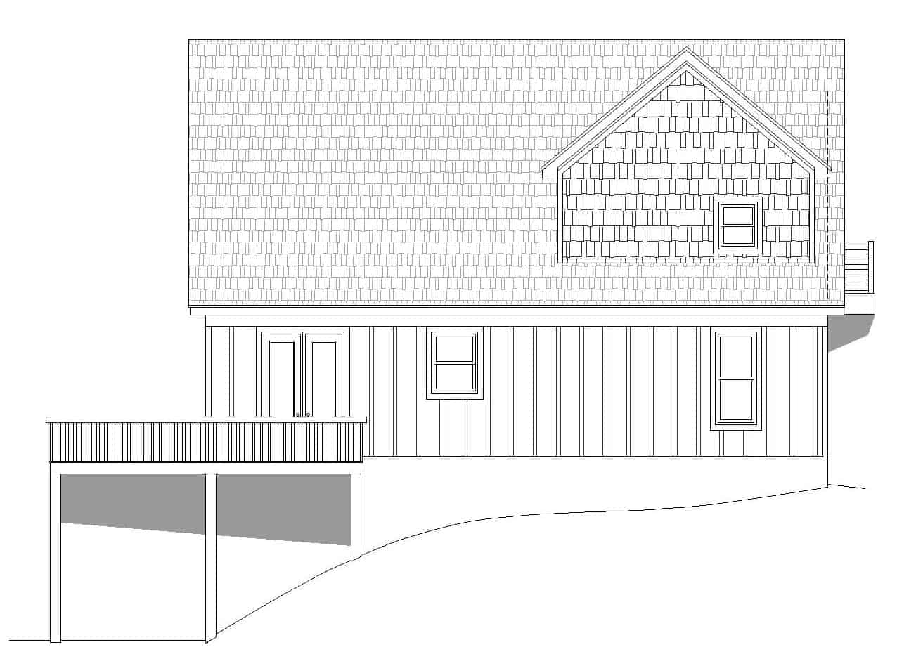 Home Plan Rear Elevation of this 3-Bedroom,1736 Sq Ft Plan -196-1179