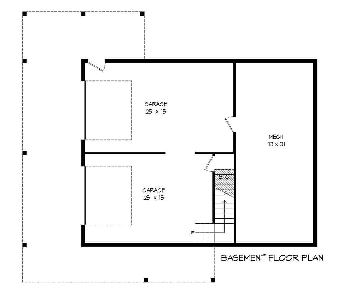 Floor Plan Basement of Cottage Plan #196-1180