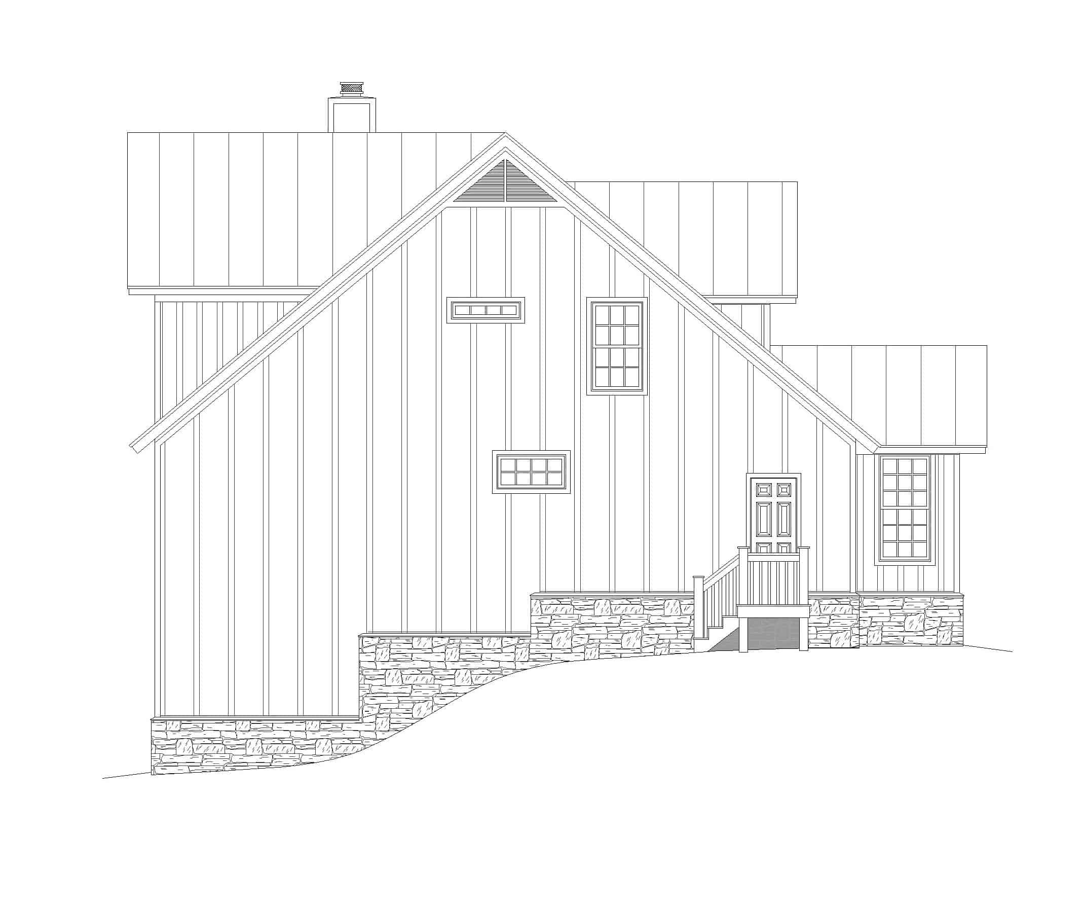 Home Plan Left Elevation of this 3-Bedroom,2200 Sq Ft Plan -196-1181