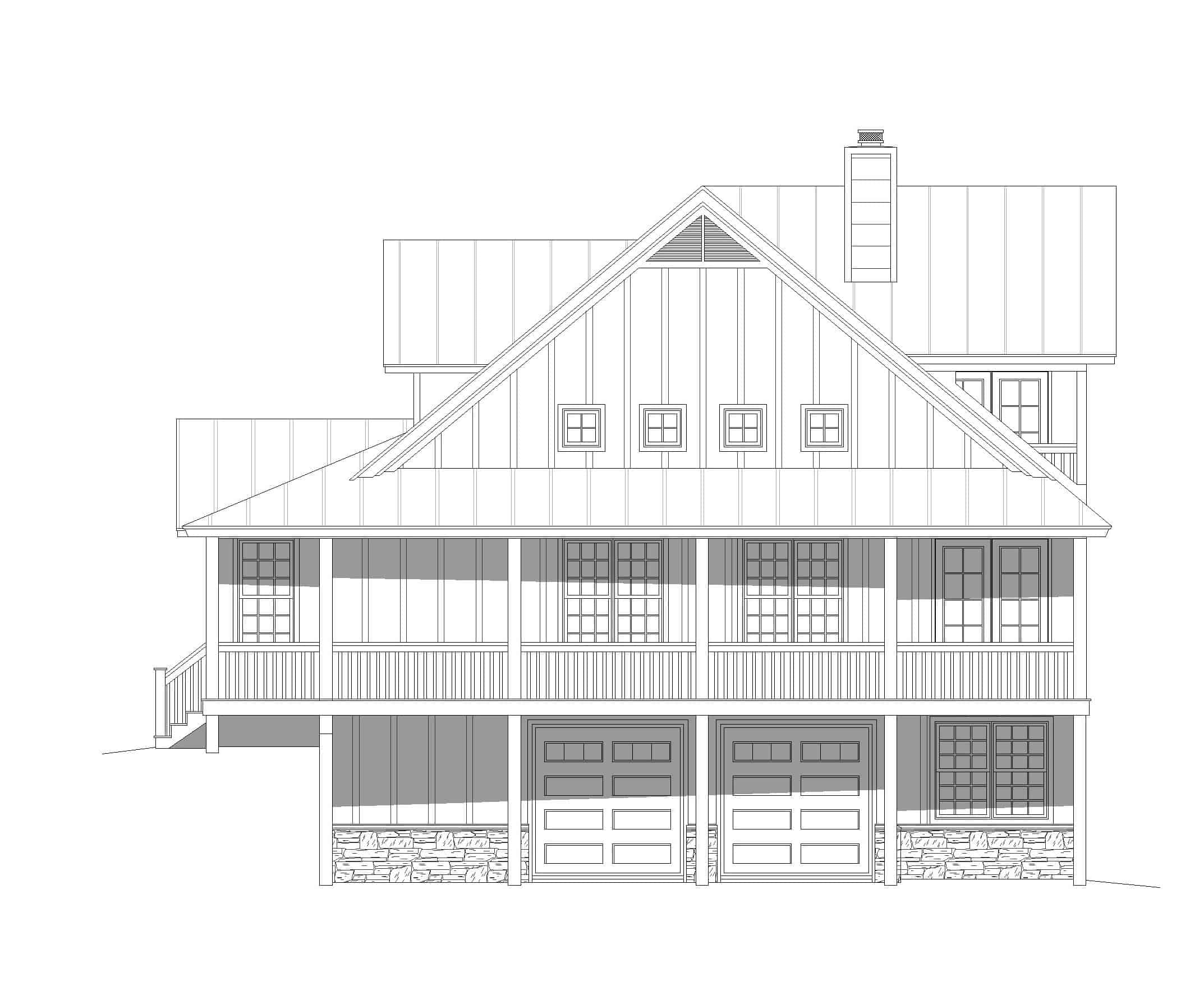 Home Plan Right Elevation of this 3-Bedroom,2200 Sq Ft Plan -196-1181