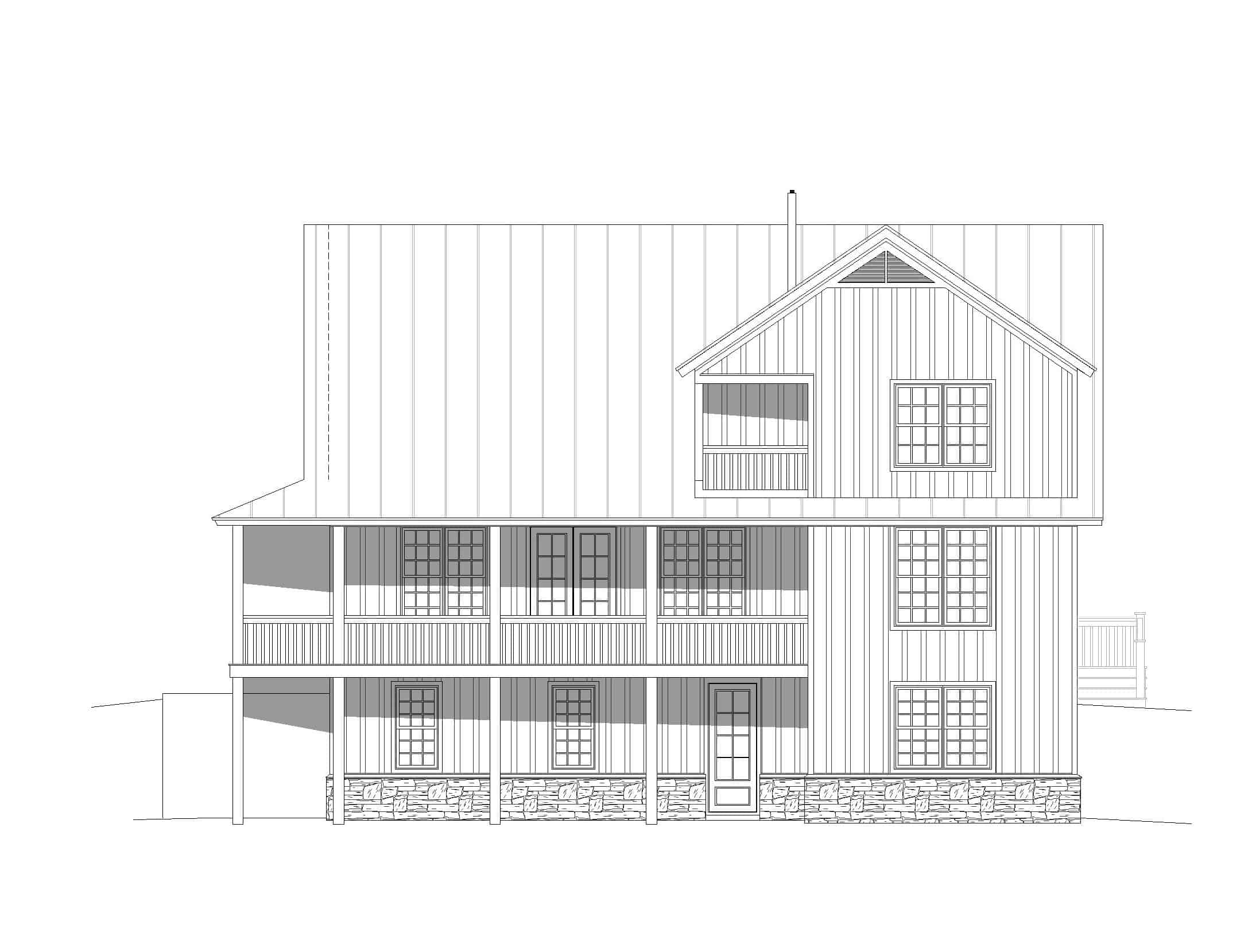 Home Plan Rear Elevation of this 3-Bedroom,2200 Sq Ft Plan -196-1181