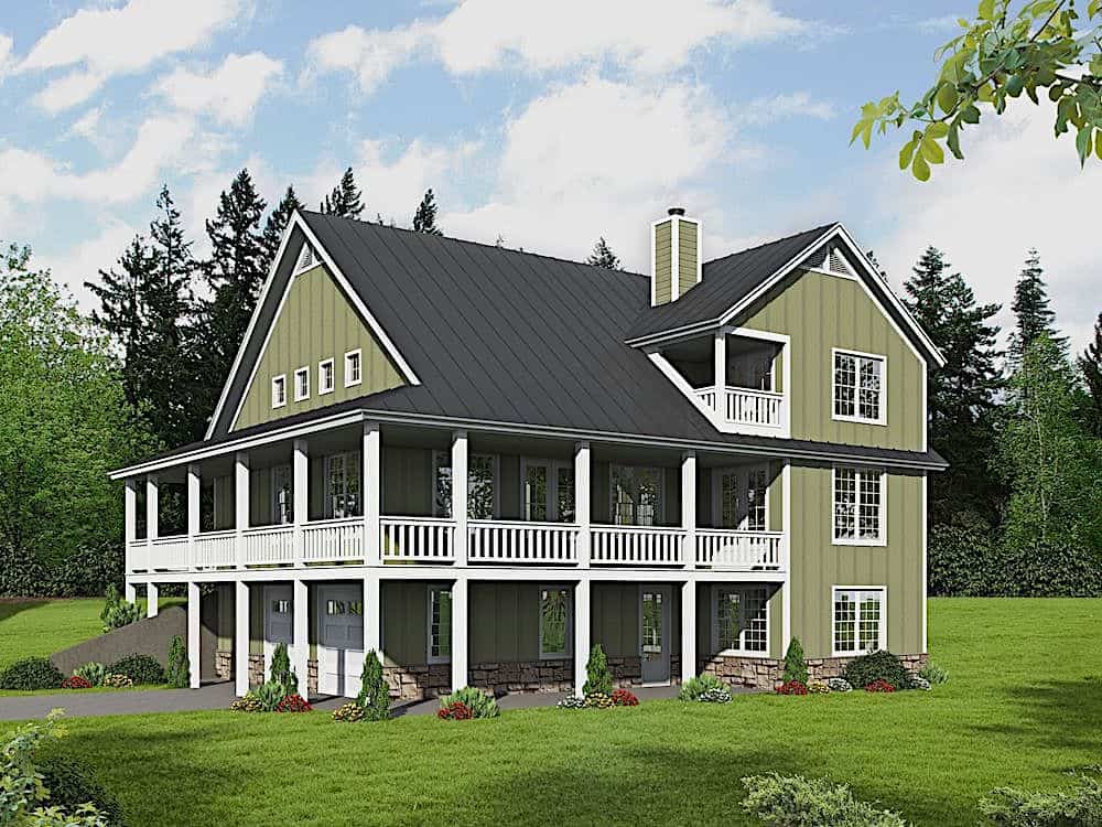 Rear View of this 3-Bedroom, 2200 Sq Ft Plan - 196-1181
