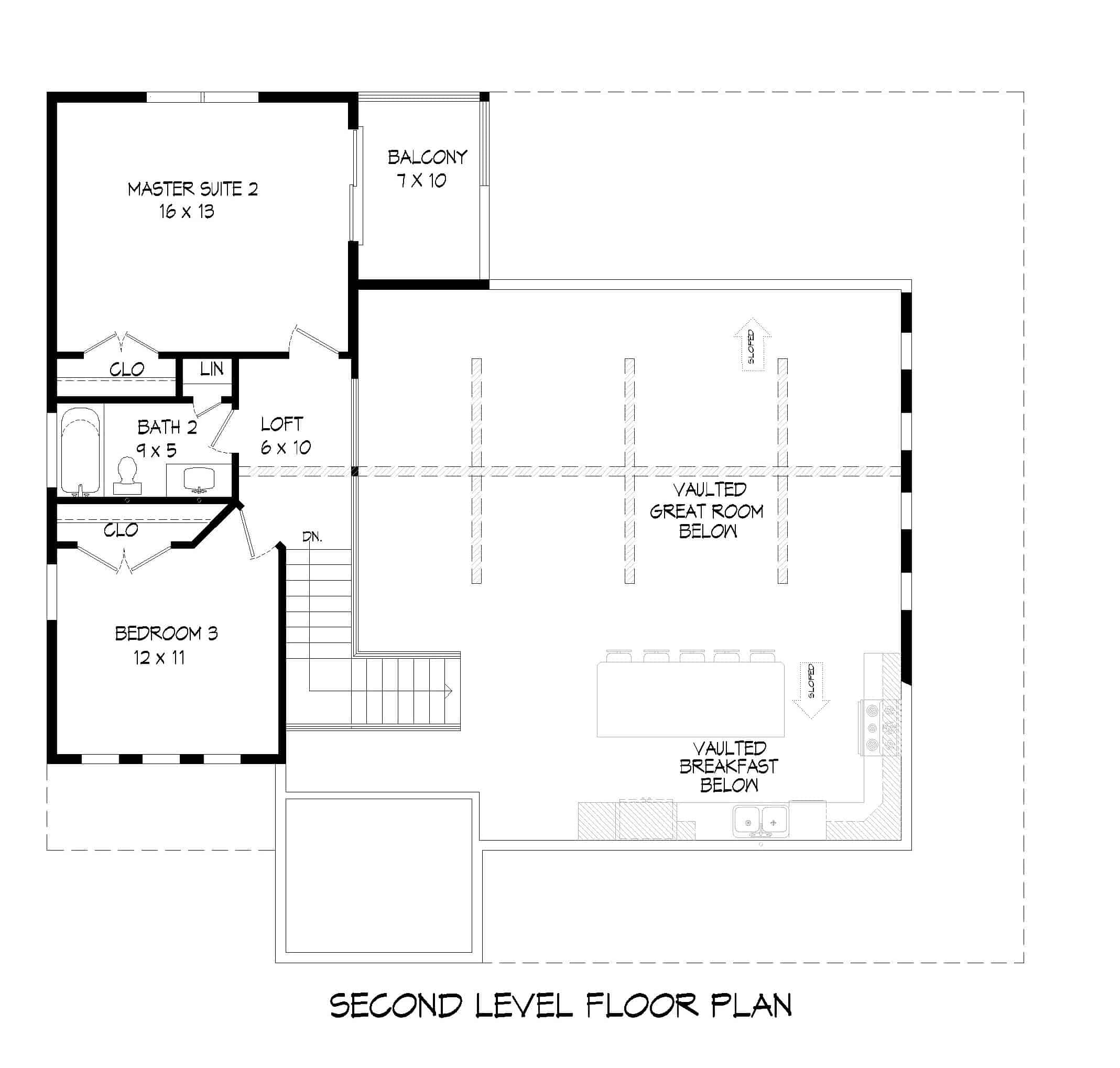 Floor Plan Upper Level of Farmhouse Plan #196-1181