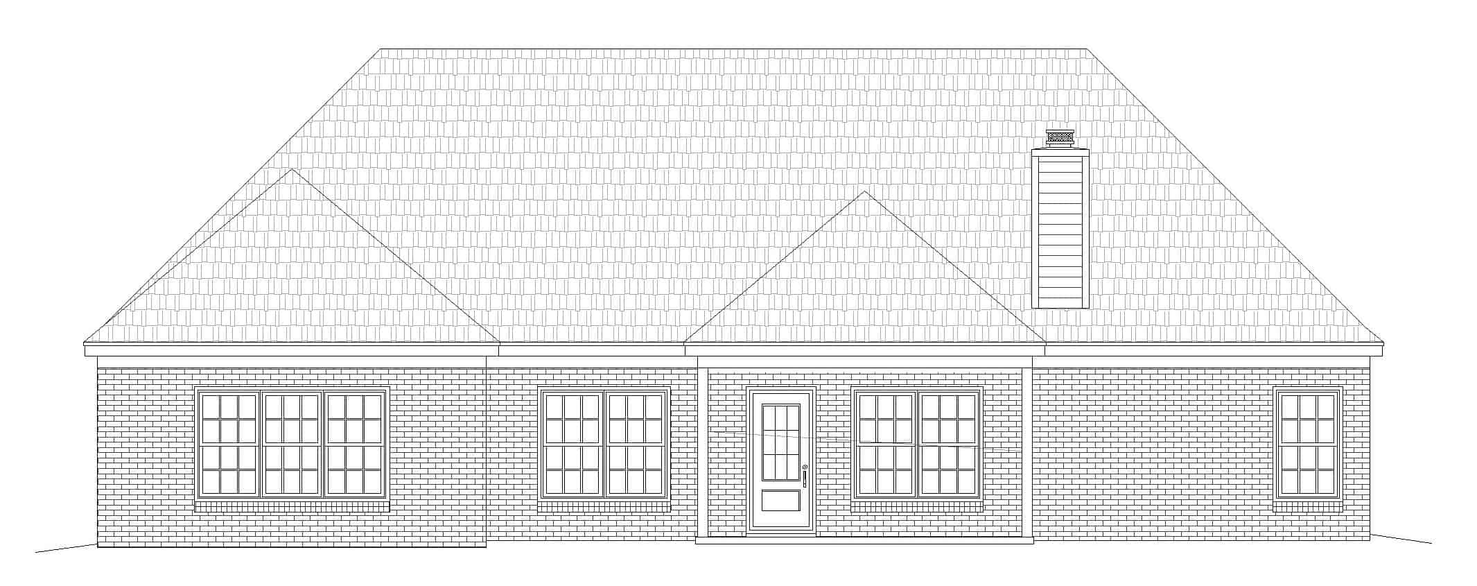 Home Plan Rear Elevation of this 3-Bedroom,1900 Sq Ft Plan -196-1183