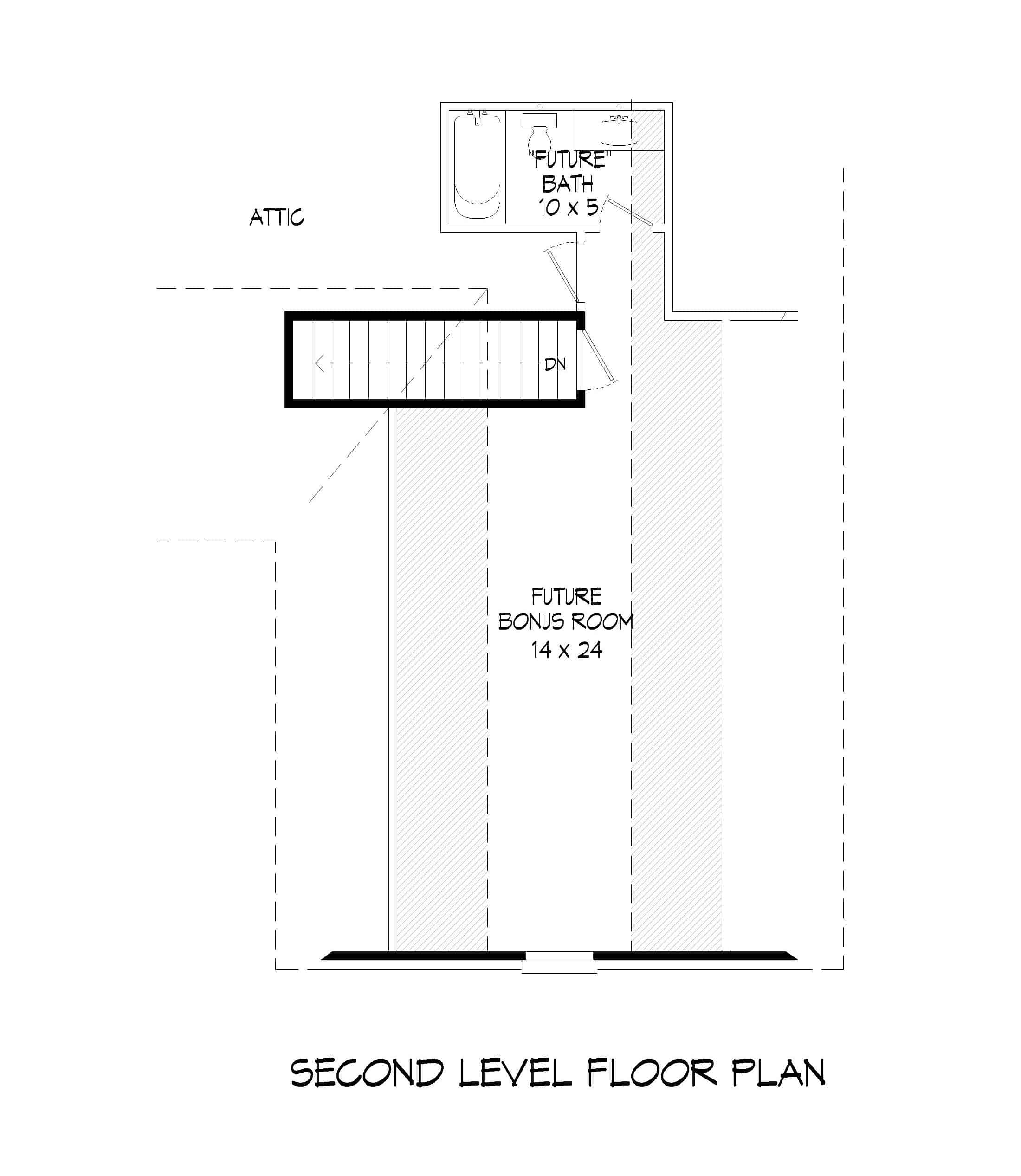 Floor Plan Bonus Room of Tudor Plan #196-1183