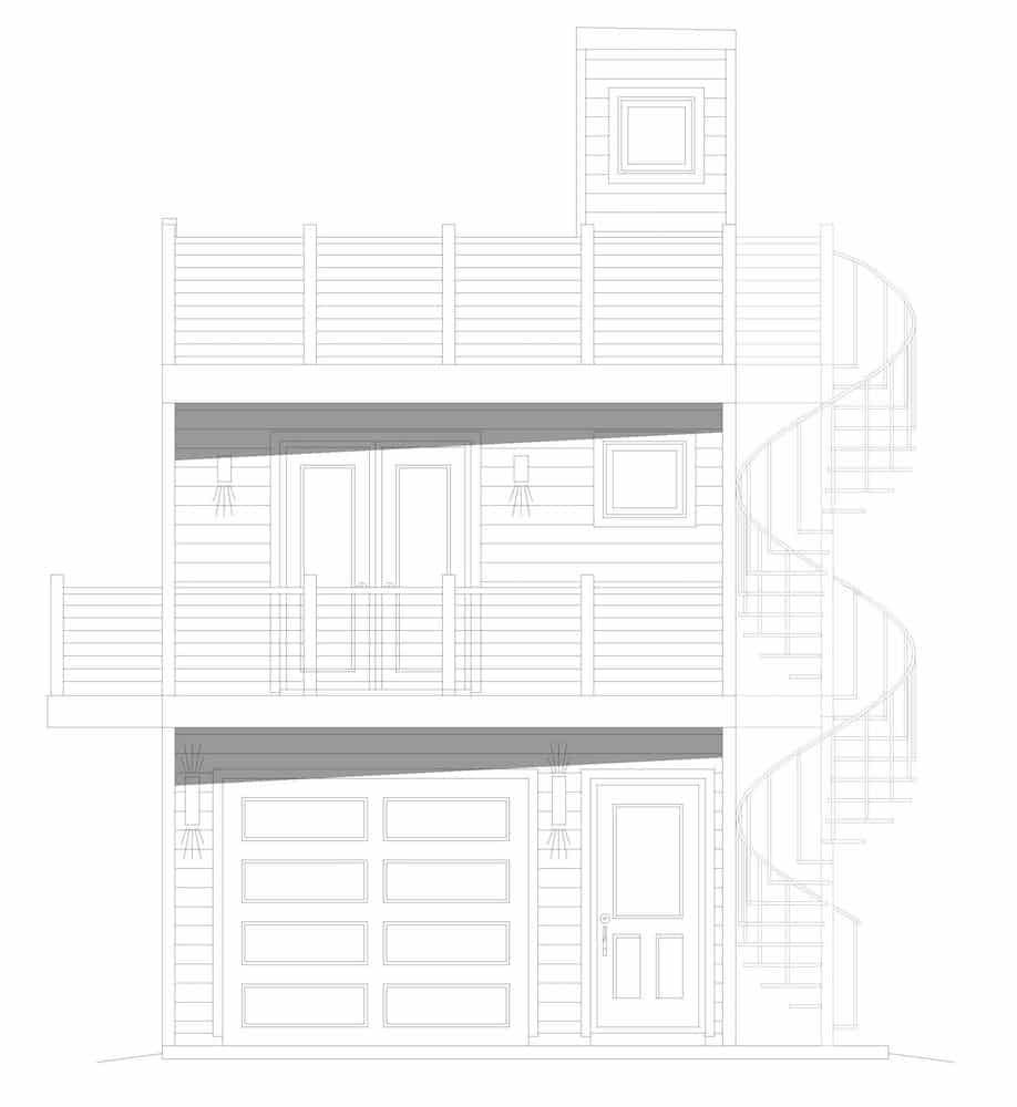Home Plan Front Elevation of this 2-Bedroom,740 Sq Ft Plan -196-1187