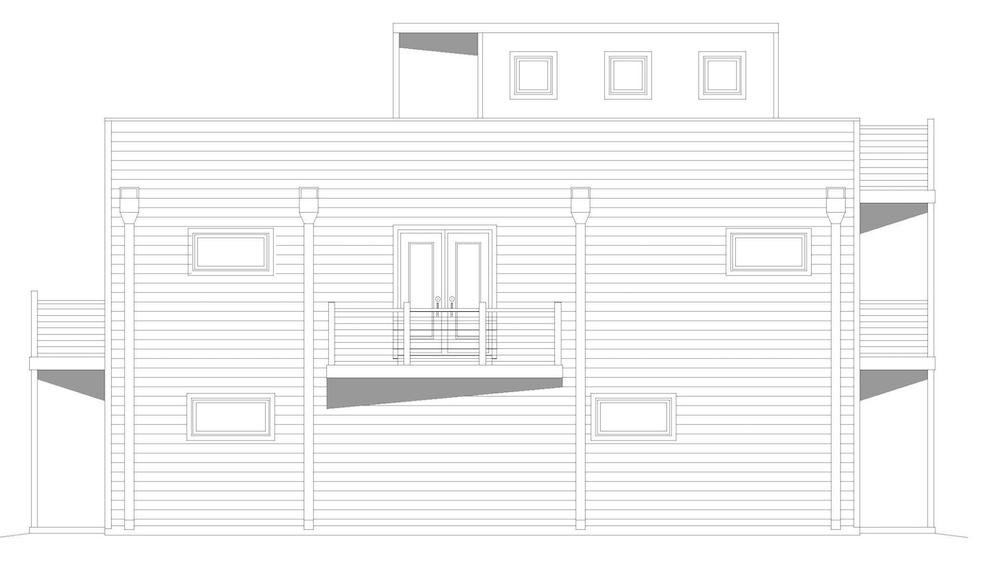 Home Plan Left Elevation of this 2-Bedroom,740 Sq Ft Plan -196-1187
