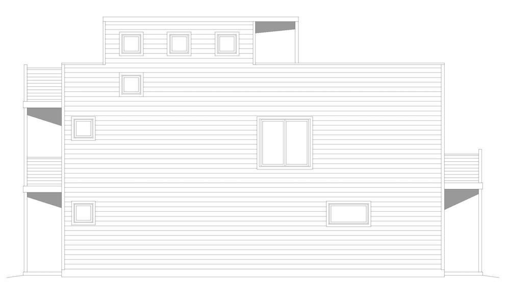 Home Plan Right Elevation of this 2-Bedroom,740 Sq Ft Plan -196-1187