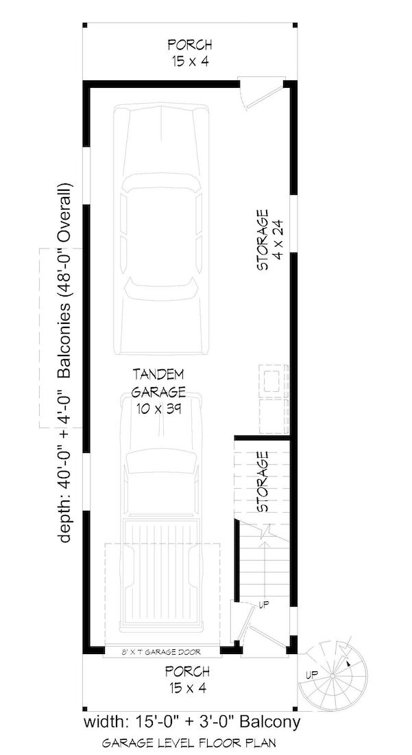 Floor Plan Garage of Vacation Homes Plan #196-1187