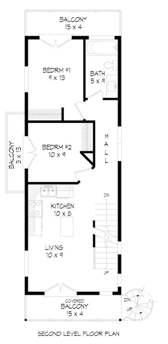 Floor Plan Upper Level of Vacation Homes Plan #196-1187
