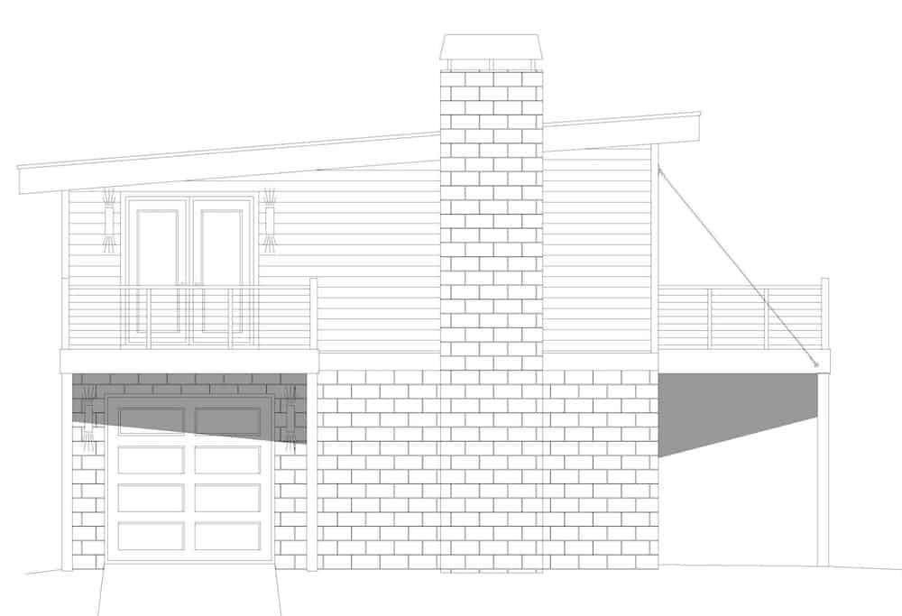 Home Plan Left Elevation of this 1-Bedroom,793 Sq Ft Plan -196-1188