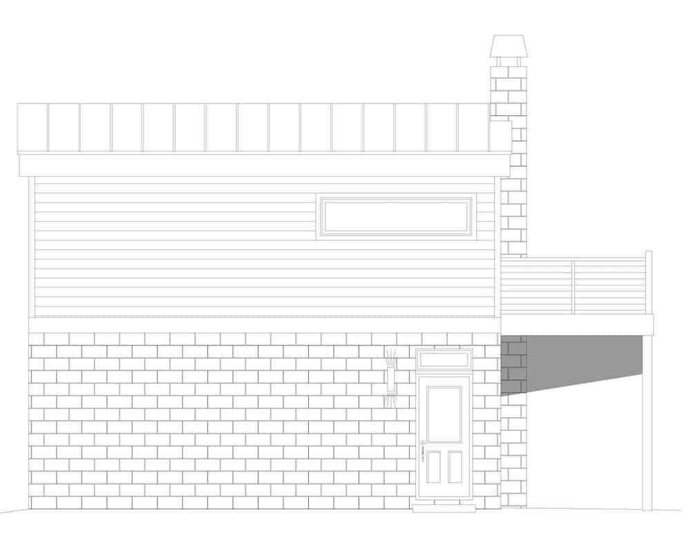 Home Plan Rear Elevation of this 1-Bedroom,793 Sq Ft Plan -196-1188