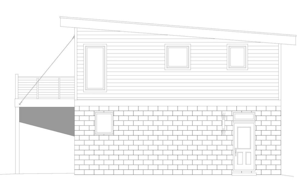 Home Plan Right Elevation of this 1-Bedroom,793 Sq Ft Plan -196-1188