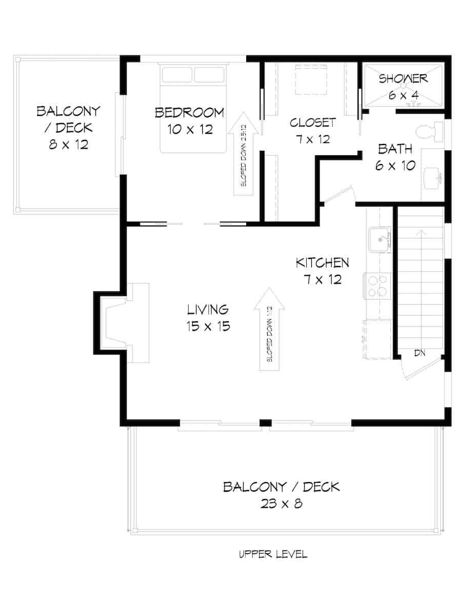 Floor Plan Upper Level of Modern Plan #196-1188