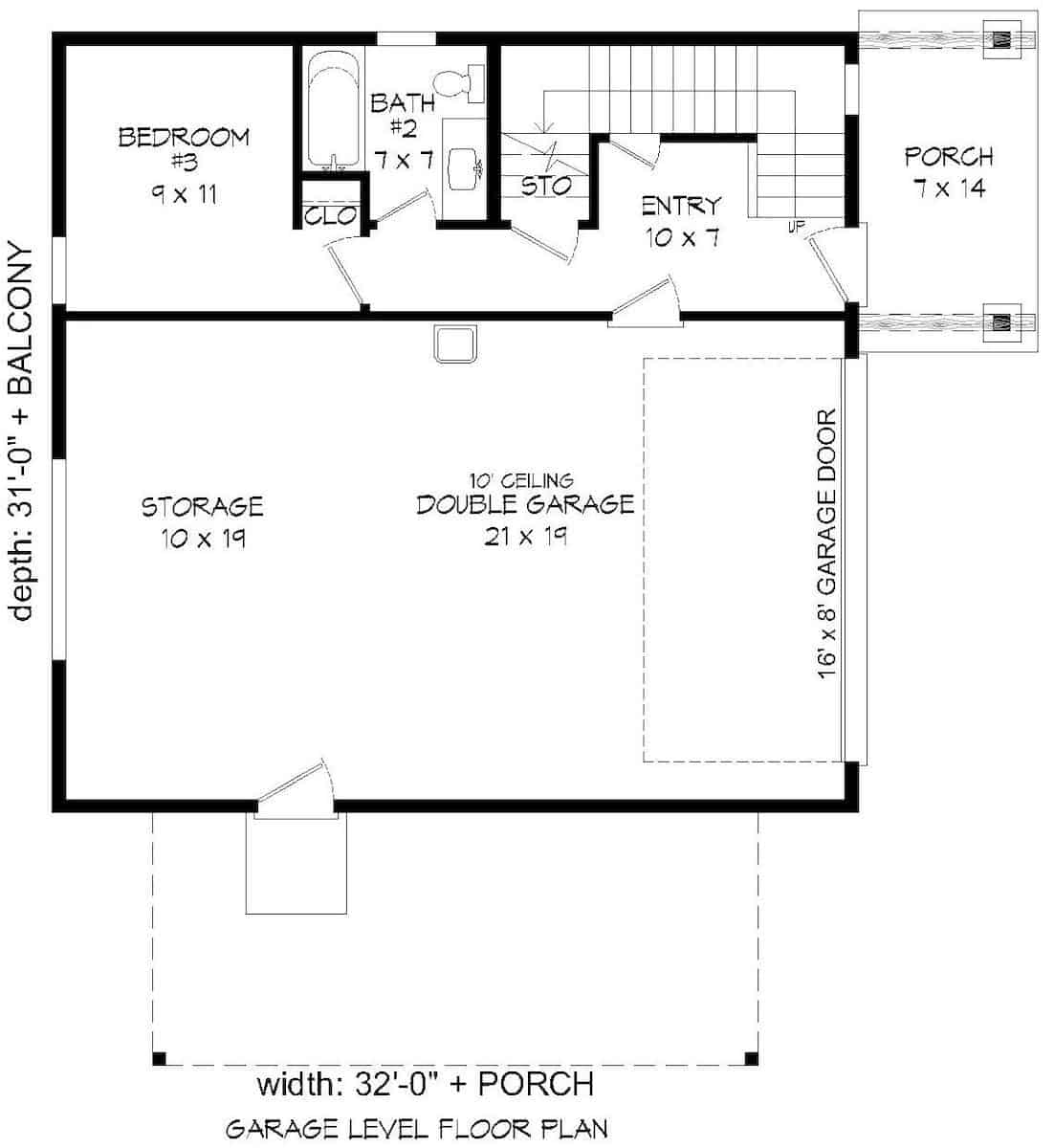 Floor Plan Main Level of Modern Plan #196-1189