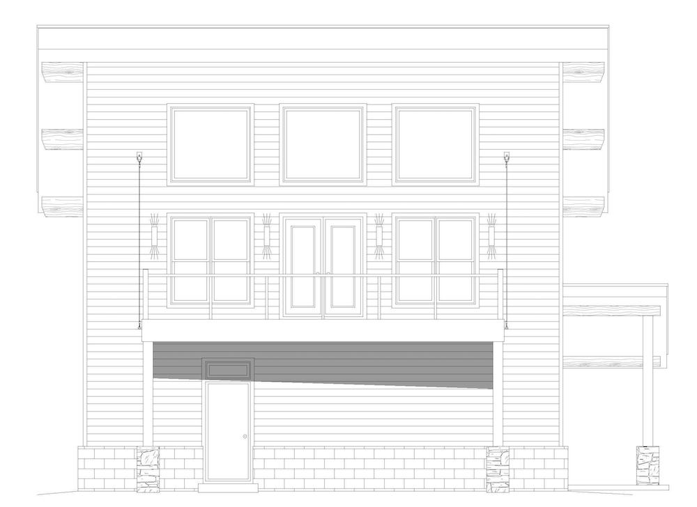 Home Plan Front Elevation of this 2-Bedroom,1359 Sq Ft Plan -196-1190