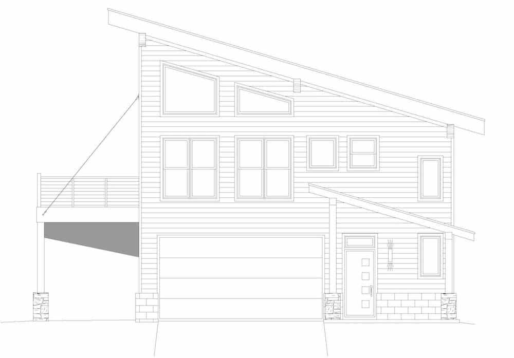 Home Plan Right Elevation of this 2-Bedroom,1359 Sq Ft Plan -196-1190