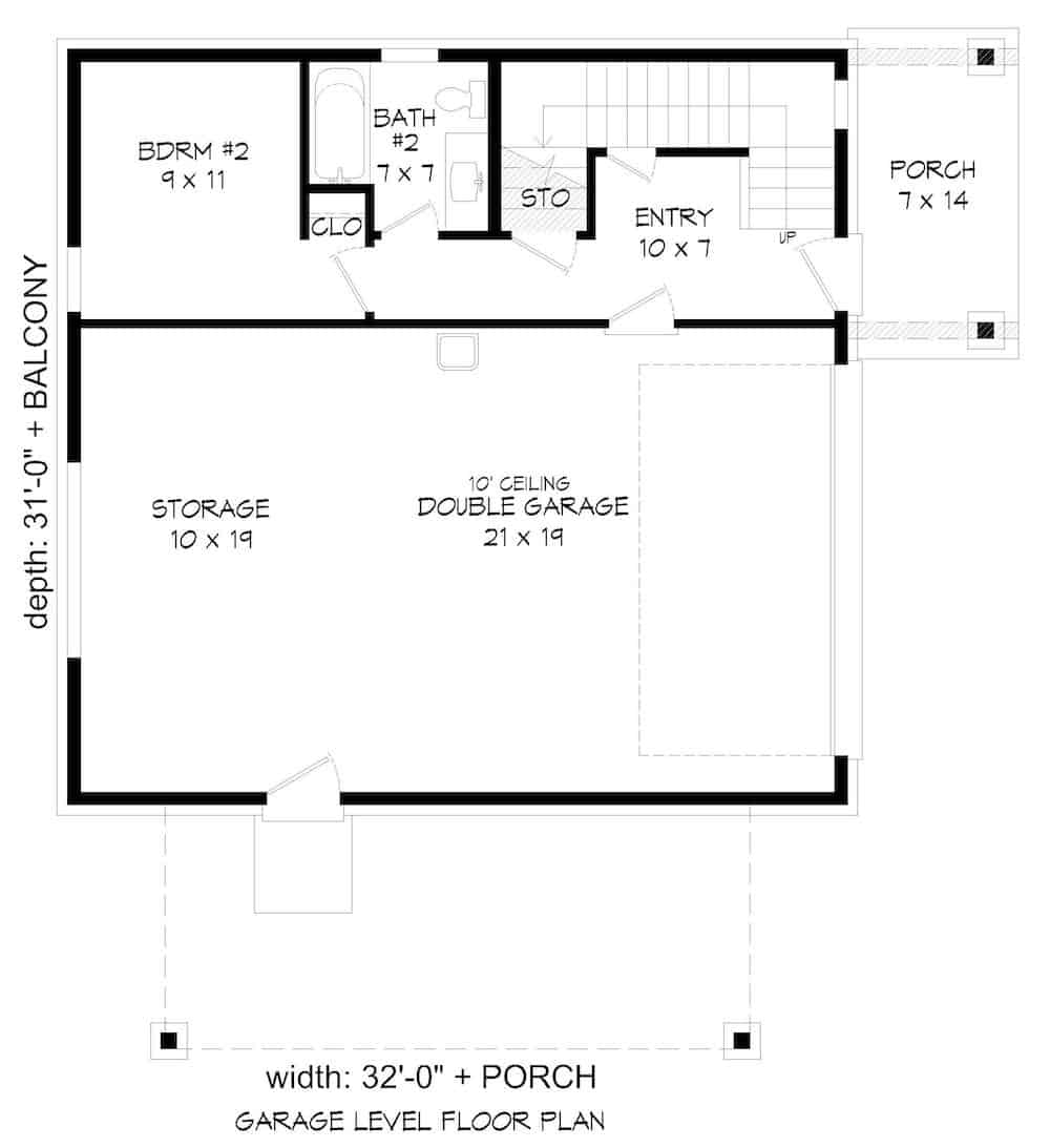 Floor Plan Main Level of Modern Plan #196-1190