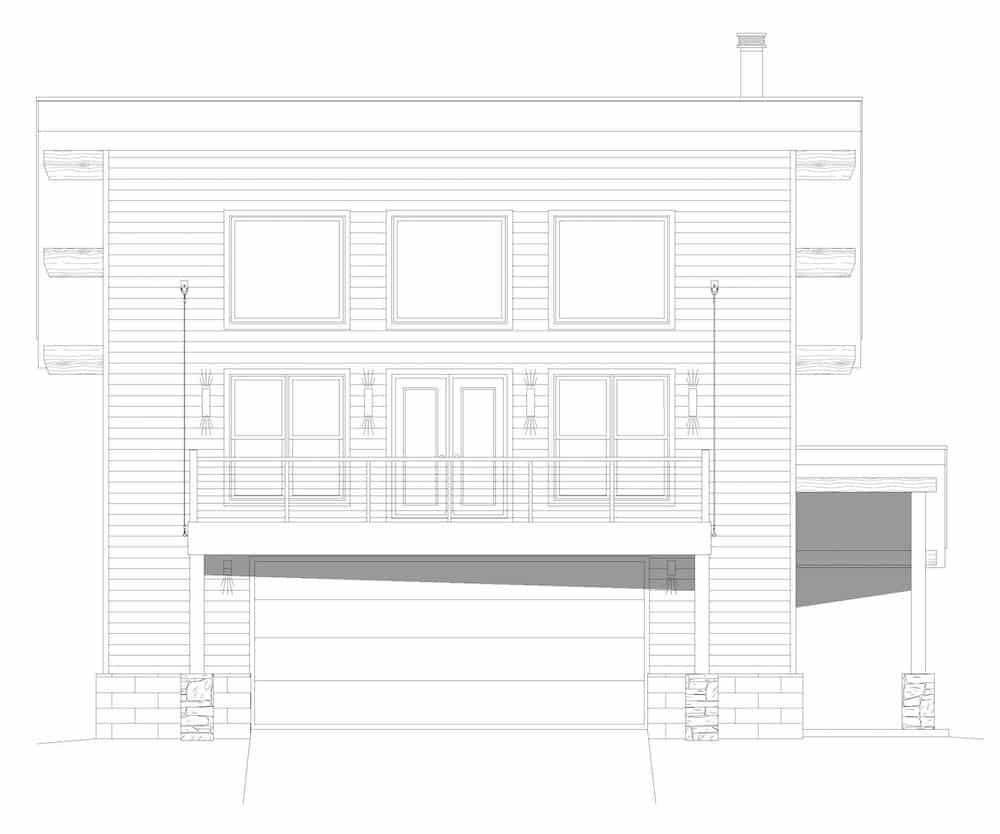 Home Plan Front Elevation of this 2-Bedroom,1359 Sq Ft Plan -196-1191