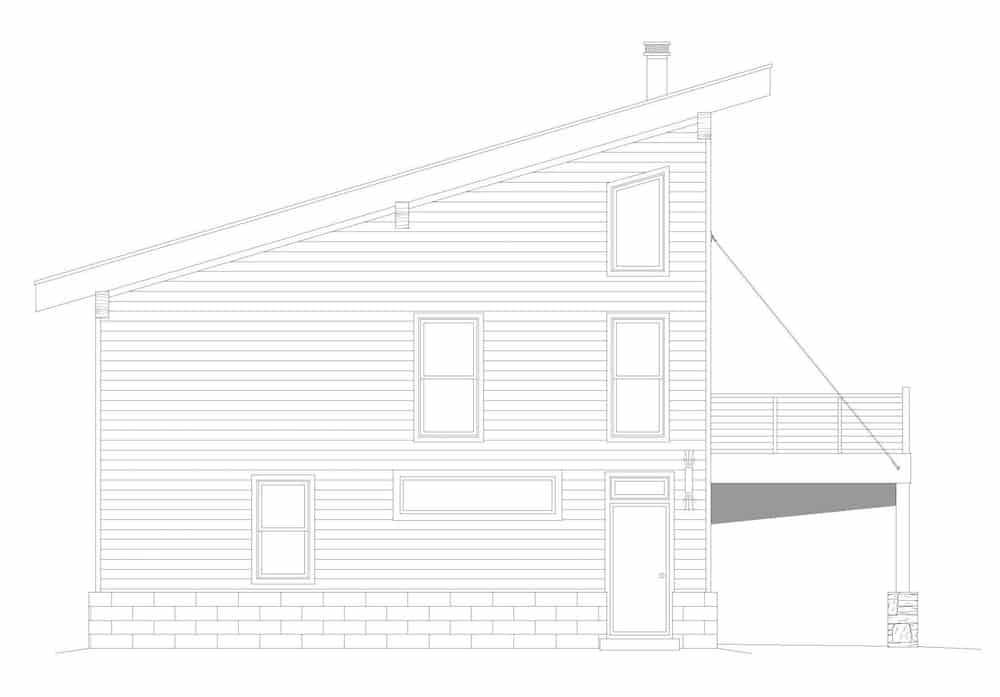 Home Plan Left Elevation of this 2-Bedroom,1359 Sq Ft Plan -196-1191