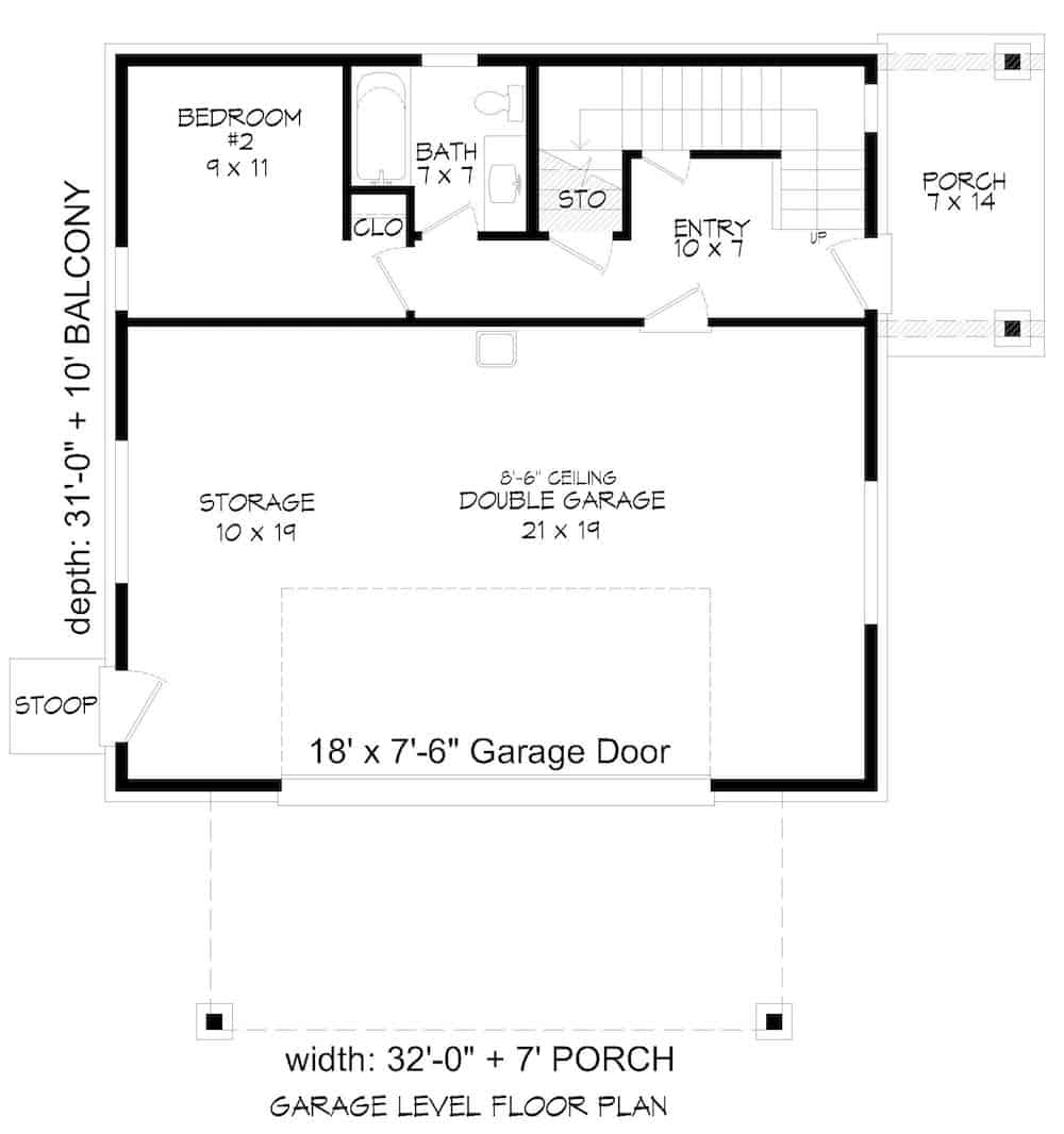 Floor Plan Main Level of Modern Plan #196-1191