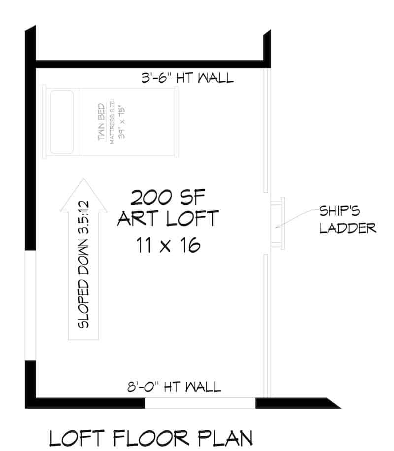 Floor Plan Upper Level of Modern Plan #196-1191