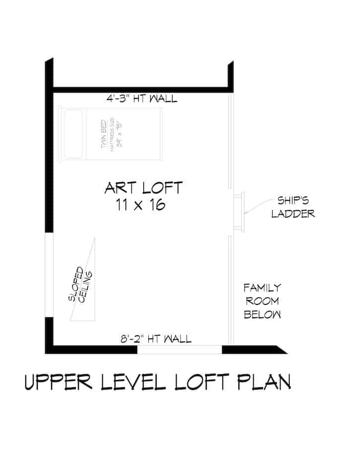 Floor Plan Upper Level of Modern Plan #196-1192