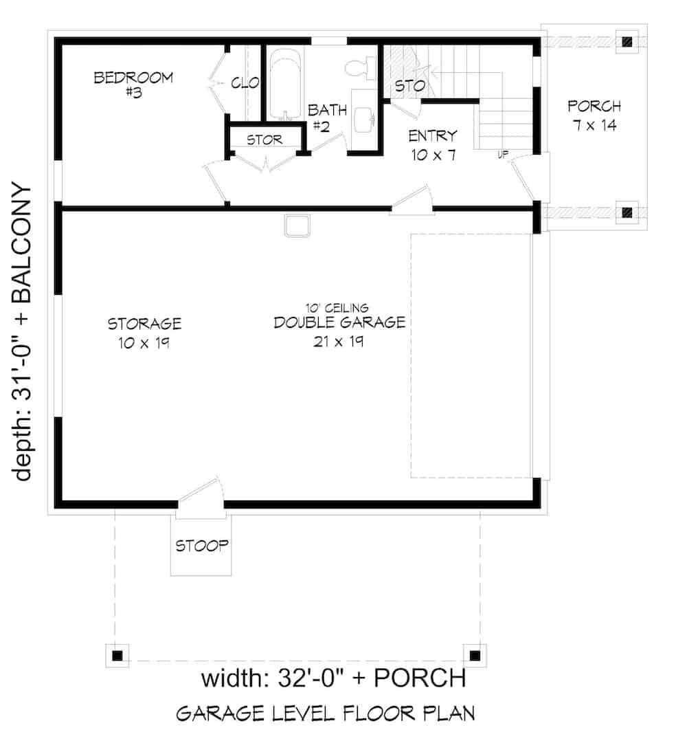 Floor Plan Main Level of Modern Plan #196-1192