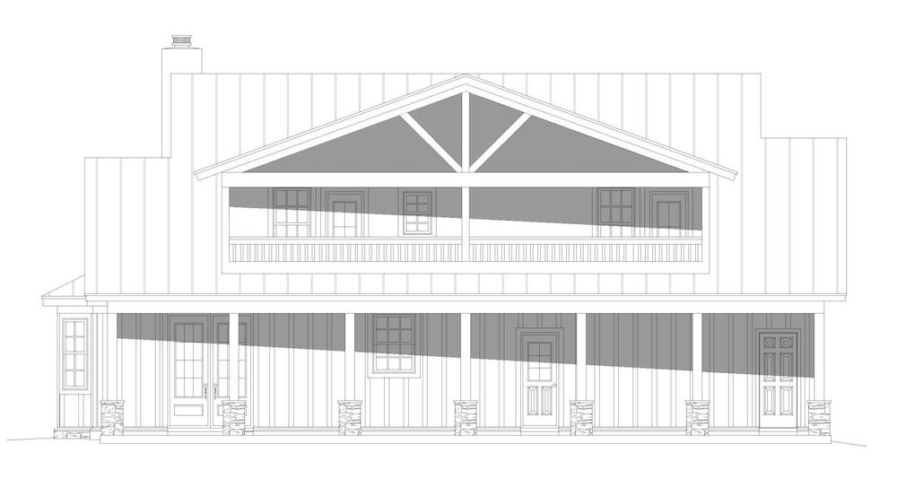 Home Plan Rear Elevation of this 3-Bedroom,2250 Sq Ft Plan -196-1194
