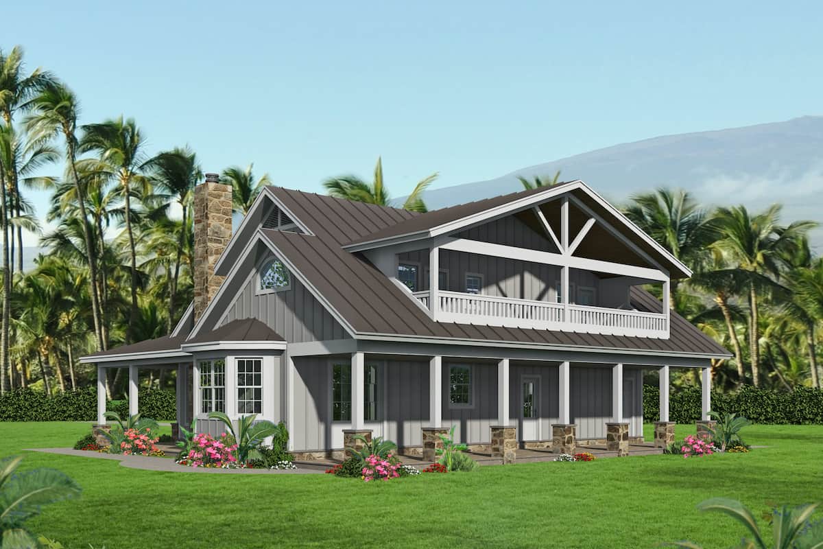 Rear View of this 3-Bedroom, 2250 Sq Ft Plan - 196-1194