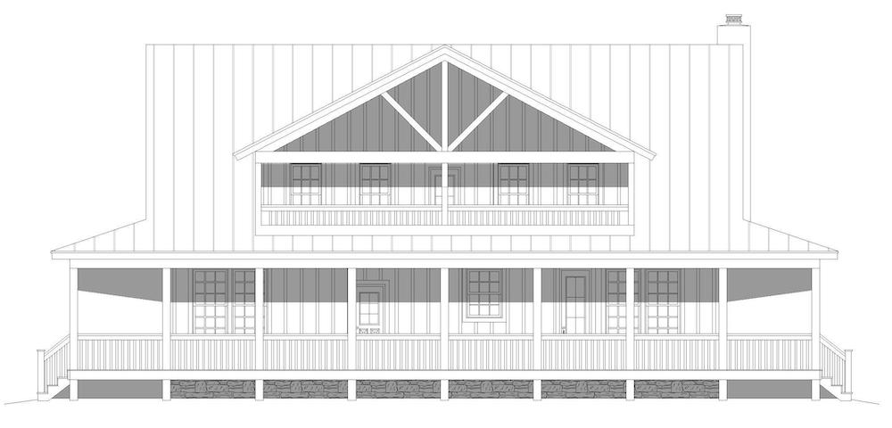 Home Plan Rear Elevation of this 3-Bedroom,2662 Sq Ft Plan -196-1195