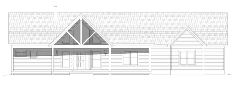 Home Plan Front Elevation of this 2-Bedroom,1500 Sq Ft Plan -196-1196