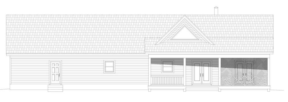 Home Plan Rear Elevation of this 2-Bedroom,1500 Sq Ft Plan -196-1196