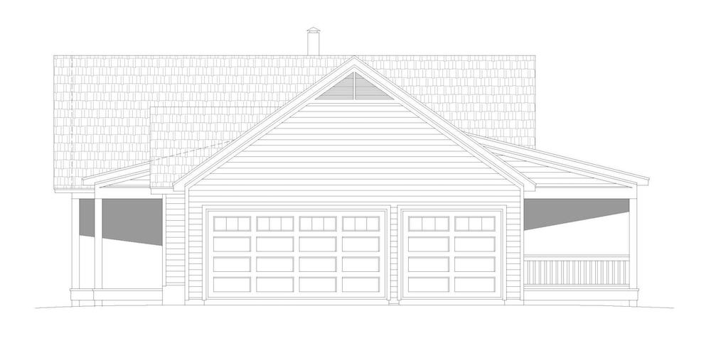 Home Plan Right Elevation of this 2-Bedroom,1500 Sq Ft Plan -196-1196