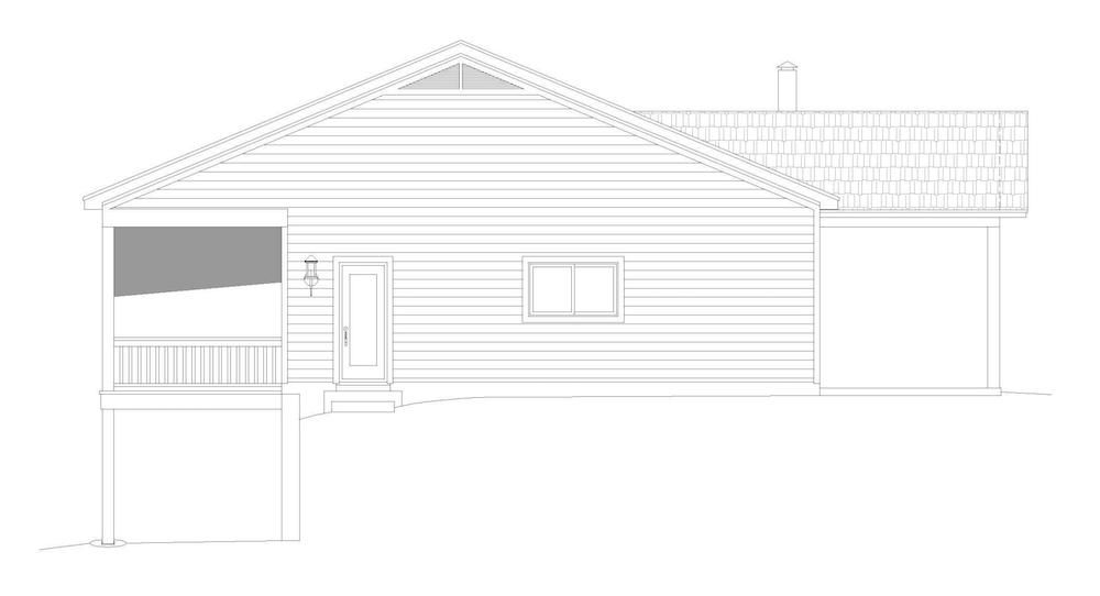 Home Plan Left Elevation of this 2-Bedroom,1500 Sq Ft Plan -196-1197