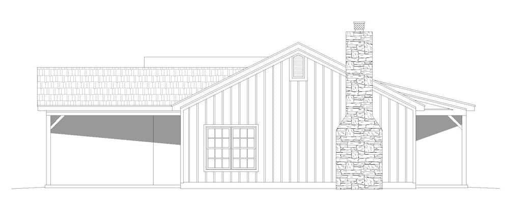 Home Plan Left Elevation of this 3-Bedroom,1643 Sq Ft Plan -196-1198