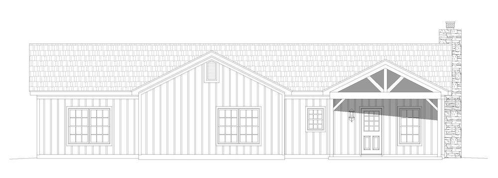 Home Plan Rear Elevation of this 3-Bedroom,1643 Sq Ft Plan -196-1198