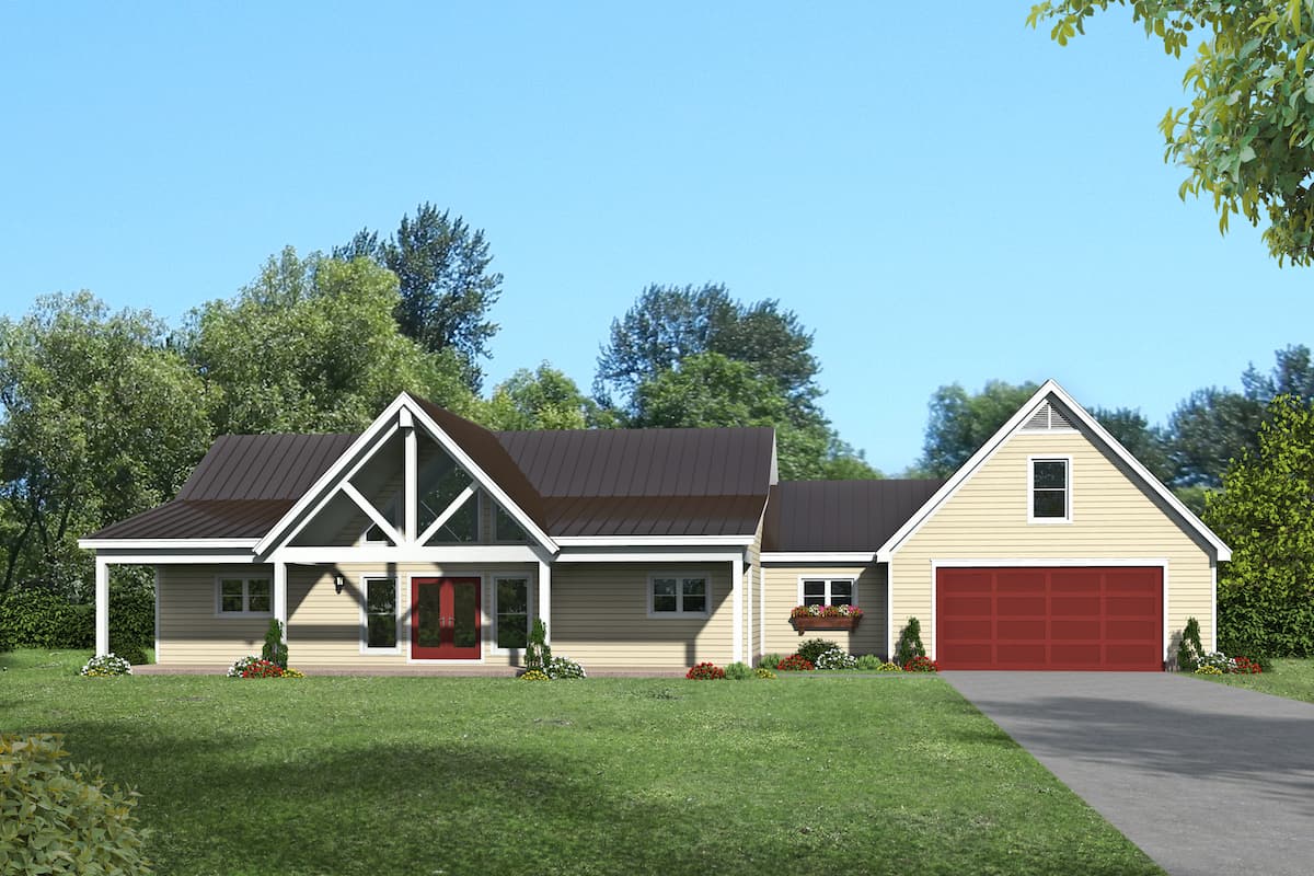 Country Ranch home (ThePlanCollection: Plan #196-1200)