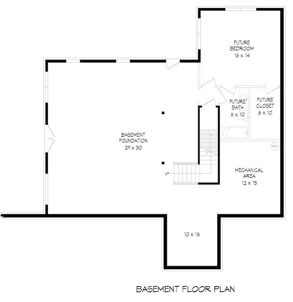 Floor Plan Basement of Farmhouse Plan #196-1201