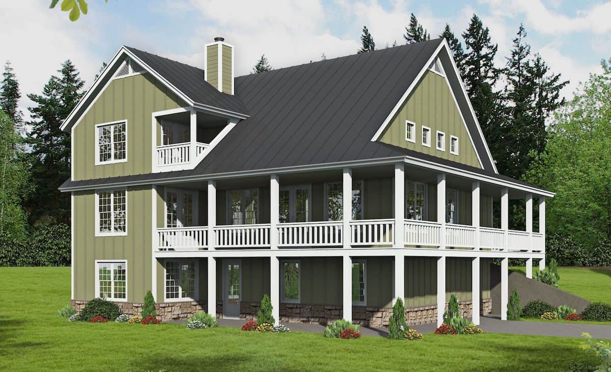 Rear View of this 3-Bedroom, 2438 Sq Ft Plan - 196-1201