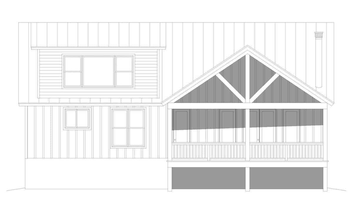 Home Plan Rear Elevation of this 3-Bedroom,2580 Sq Ft Plan -196-1202