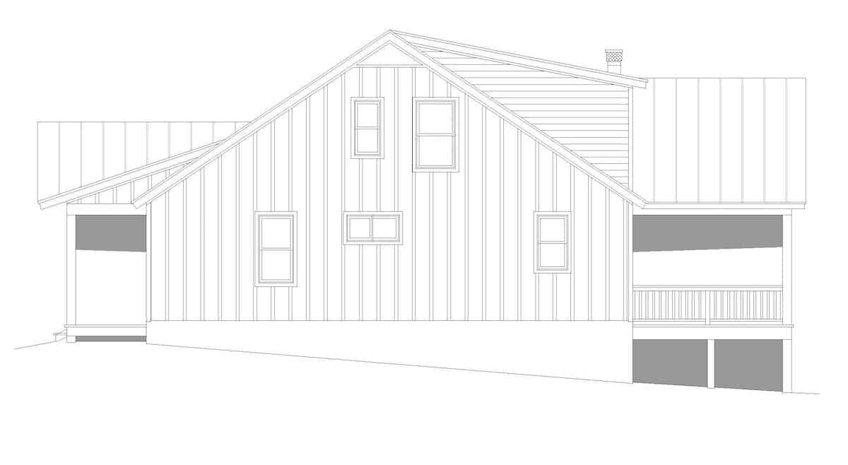 Home Plan Right Elevation of this 3-Bedroom,2580 Sq Ft Plan -196-1202