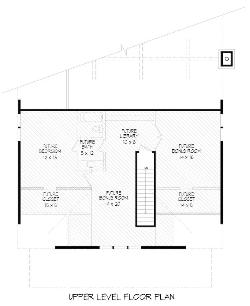 Floor Plan Upper Level of Farmhouse Plan #196-1204